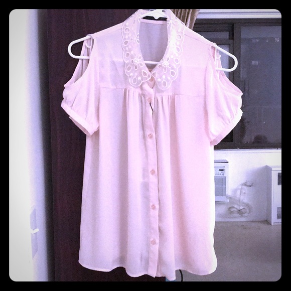 Japanese Heather Pink Pearl-Jeweled Top Size Free - Picture 1 of 8